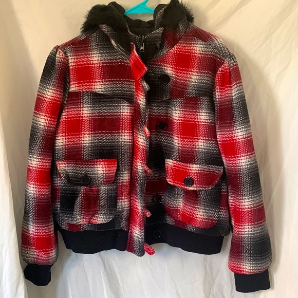 Rouge! Jackets & Blazers - 🚨LAST DROP🚨Red & Black Plaid Peacoat